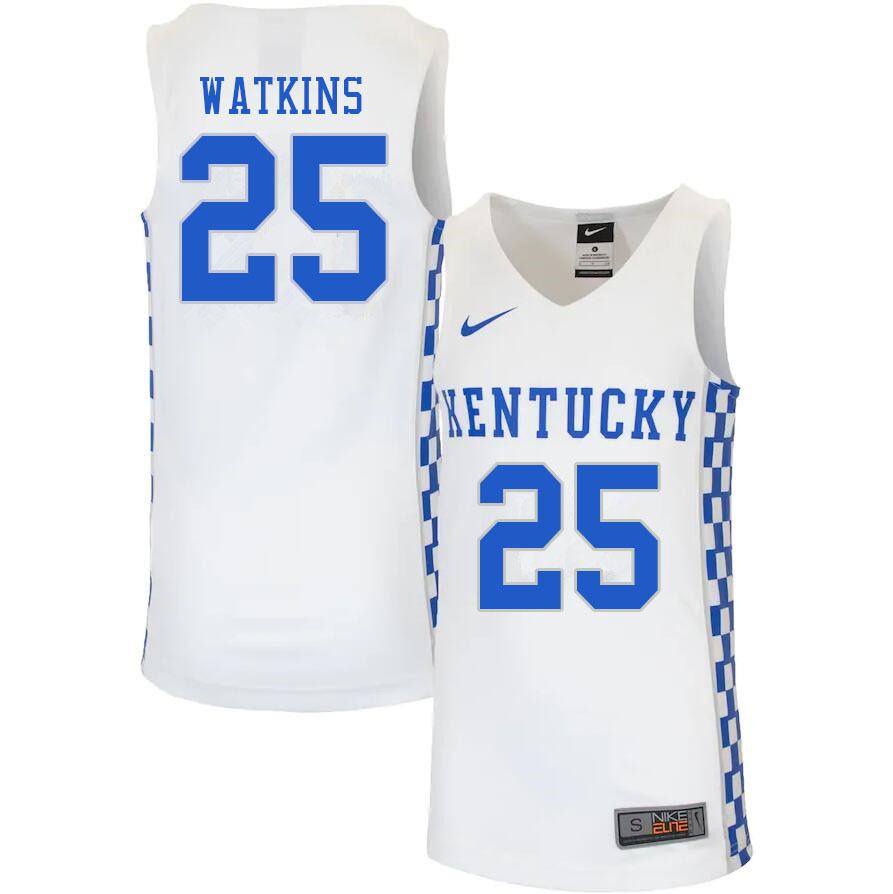 Men #25 Kareem Watkins Kentucky Wildcats College Basketball Jerseys Sale-White - Click Image to Close